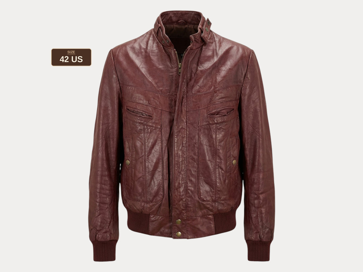 Size 42US / 52EU  Vintage 80s men leather jacket made by Wilson