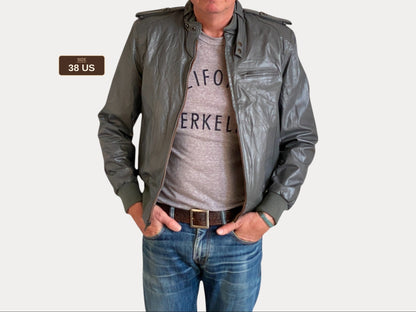 Size 38US (48EU) Vintage 80s Leather Jacket with Removable Lining