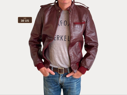 Vintage 80s Leather Jacket Size 38 US (48 EU) | Classic Retro Fashion