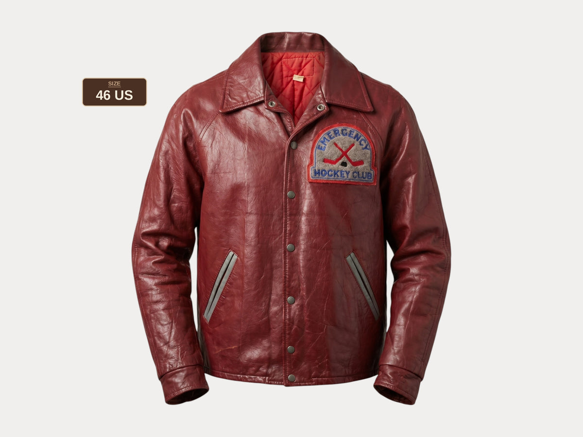 Size 46US / 56EU Vintage Canadian Leather Hockey Jacket - Classic Sportswear