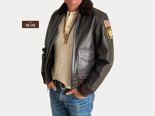 Vintage civilian G-1 style leather jacket – Made in the USA | Size 36 US / 46 EU