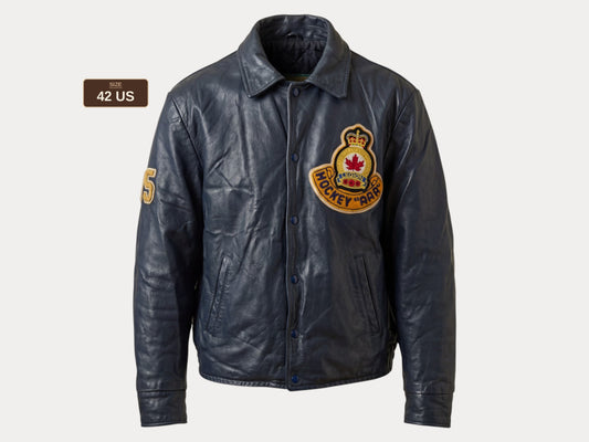 Size 42US / 52EU  Vintage Leather Hockey Jacket – Soft Canadian Leather – Made in Canada