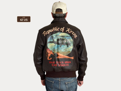 Size 42US / 52 EU Vintage Hand-Painted Republic of Korea  Flight Jacket -