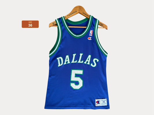 Size 36. VTG 90s NBA Dallas #5 Kidd jersey  Made In USA by Champion