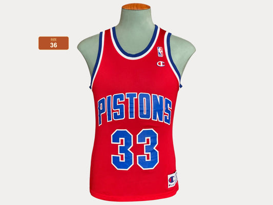 Piston 90s Vintage NBA Jersey #33 Hill - Size 36, Made in USA by Champion