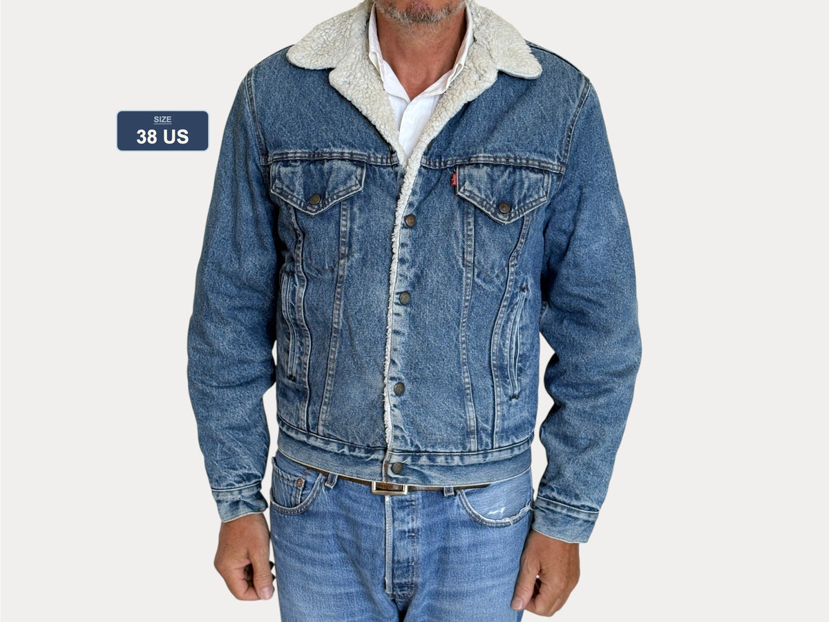 Vintage Levi's San Francisco Sherpa-Lined Denim Trucker Jacket — Made In Usa — Size 38L