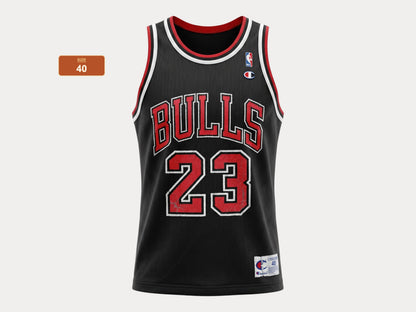 Champion Chicago Bulls #23 Jersey Size 40 Black Mesh Vintage 90s NBA Authentic
