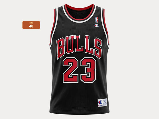 Champion Chicago Bulls #23 Jordan Jersey Size 40 Black Mesh Vintage 90s NBA