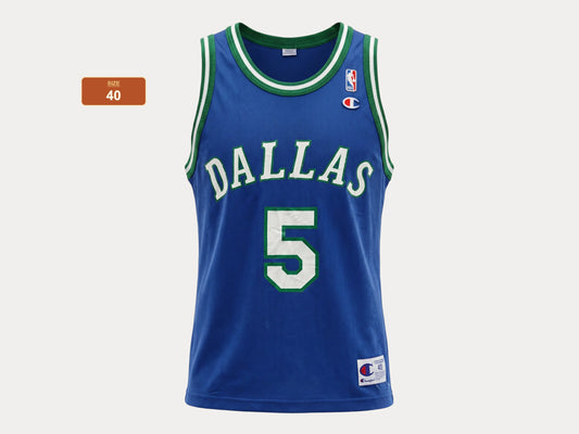Champion Dallas Mavericks #5 Kidd Jersey Size 40 Blue Mesh Vintage 90s NBA