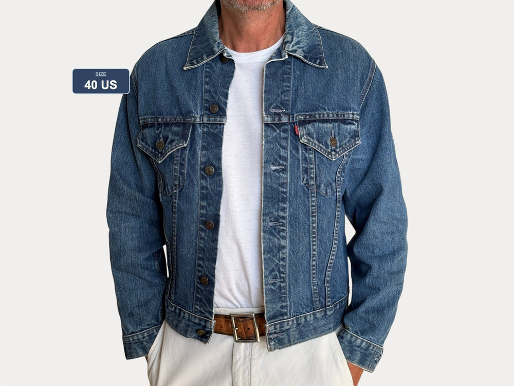 Vintage 70s Levi’s Type III Denim Trucker Jacket | Single Stitch | Size 40US | Classic 70505 Blue Jean Jacket | AJ357 Studio-AJ357 Studio