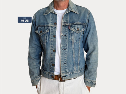 Size 40US / 50EU. Vintage 70s 2 pocket Levi’s Denim Jacket 70505 – Double Stitch, Made in USA-AJ357 Studio