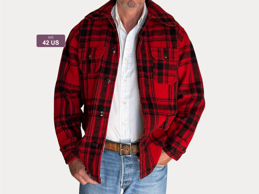 Size 42 US (52EU) 50s Woolrich hunting plaid wool jacket Made in USA