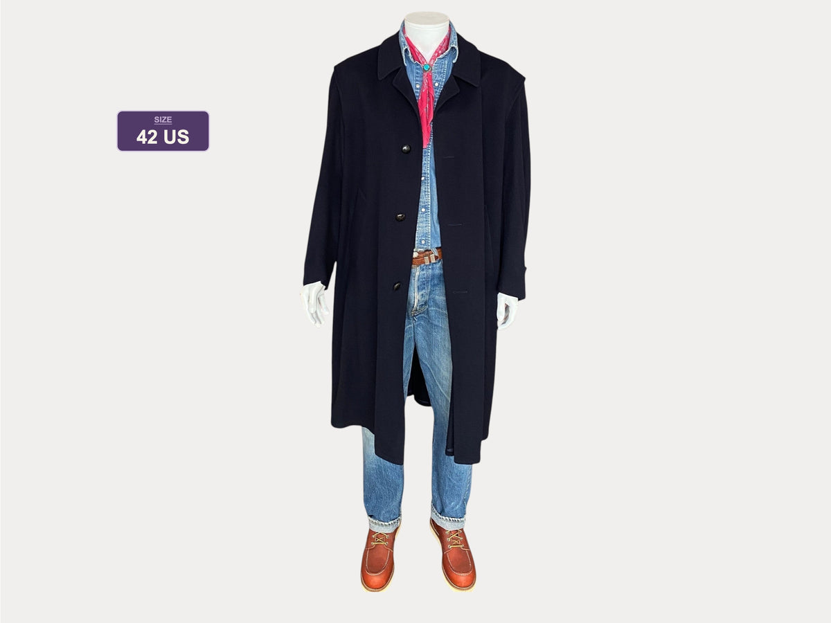 Vintage Dark Blue Wool Loden Coat - Size 52 EU | Made in Austria