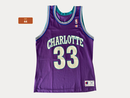 Size 44 Vintage 90s Champion A. Mourning #33 Charlotte Hornets NBA Jersey Made In USA