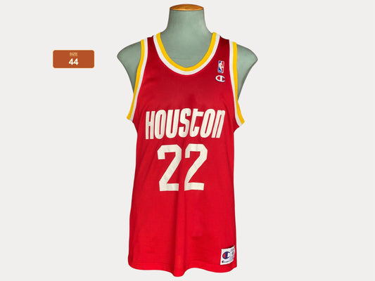Authentic Size 44 Clyde Drexler #22 Houston Rockets Vintage NBA Champion Jersey | Made in USA