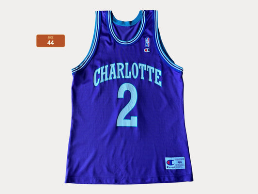 Authentic Size 44 Larry Johnson #2 Charlotte Hornets 90s NBA Jersey | Made in USA by Champion