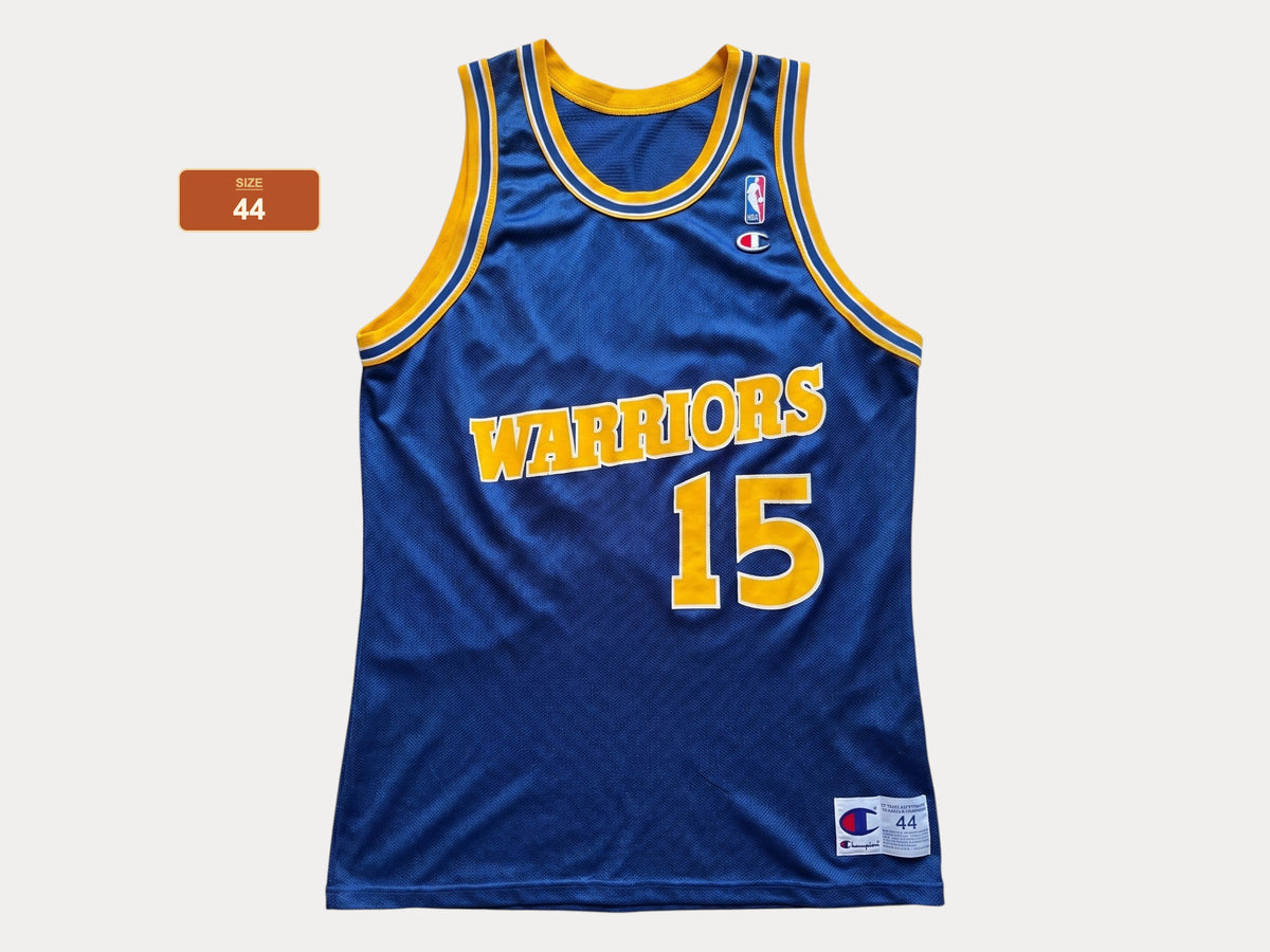 Champion Golden State Warriors Latrell Sprewell #15 Jersey Size 44 Blue Yellow Mesh 90s NBA