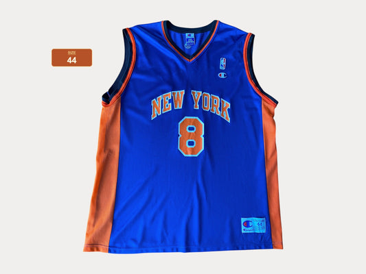 Size 44. Vintage 90s Champion New York Knicks #8 Latrell Sprewell NBA Jersey