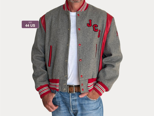 Vintage 80s Varsity Jacket — Size 44. Original Joe Cushman Sportswear jacket, made in the USA.-AJ357 Studio