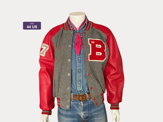 Size 44US ( Large)  90s Original Vintage letterman varsity jacket Made in USA