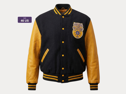 Vintage Teamster Varsity Leather Sleeve Jacket - Size 46USA (56 EU) | Made in USA