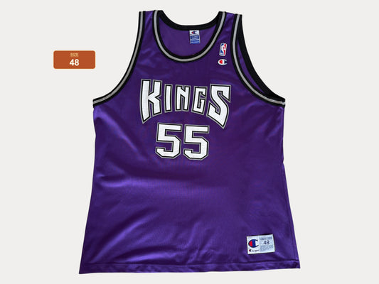 Champion Sacramento Kings Jason Williams No. 55 Jersey Size 48 Purple Mesh NBA 90s