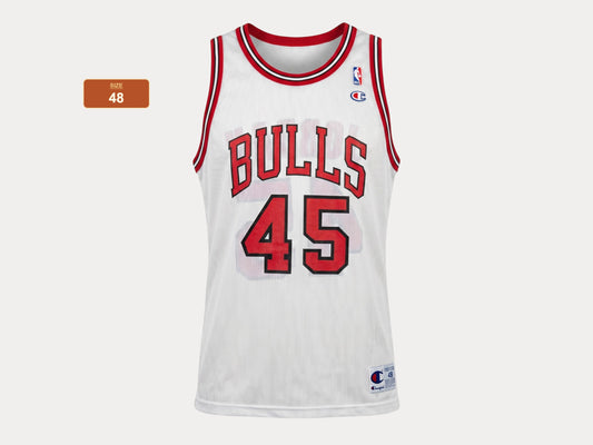 Champion Chicago Bulls #45 Jordan Comeback Jersey Size 48 White Mesh 1995 NBA