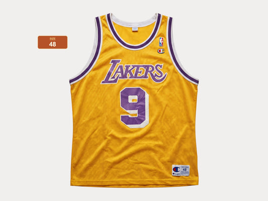 Champion LA Lakers #9 Van Exel Jersey Size 48 Gold Mesh Vintage 90s NBA