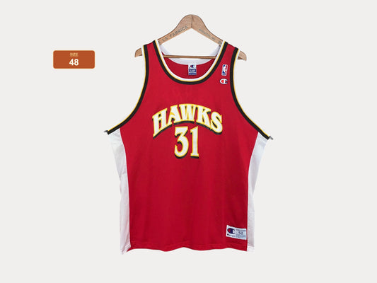 Size 48 Stacey Augmon #2 Hawks 90s Vintage NBA Jersey | Made by Champion in USA