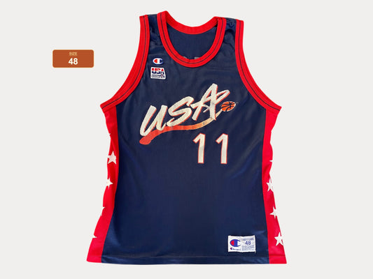 Size 48 Carl Malone #11 Vintage Dream Team Olympic Champion NBA Jersey | Made in USA