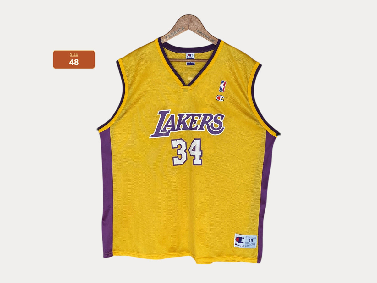Talla 48. # 34 Camiseta vintage de campeón de la NBA de Shaquille O'Neal de Los Ángeles Lakers