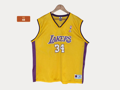 Talla 48. # 34 Camiseta vintage de campeón de la NBA de Shaquille O'Neal de Los Ángeles Lakers
