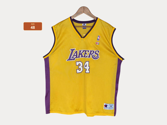 Size 48. # 34 Shaquille O'Neal LA Lakers Vintage NBA Champion Jersey