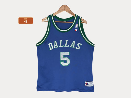 Size 48. 90s Vintage Dallas #5 Jason Kidd NBA Jersey - Made by Champion