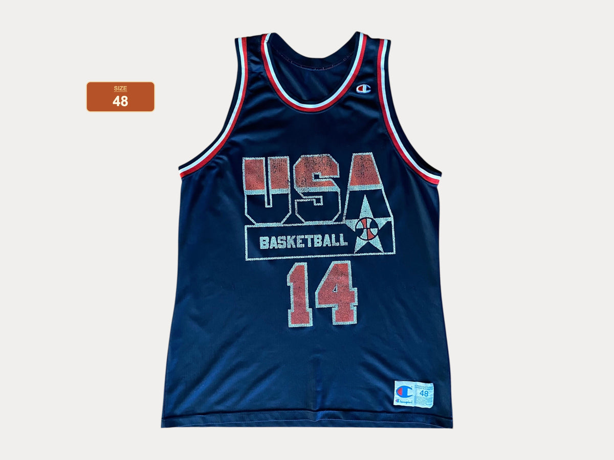 Vintage Distressed 90s USA Team Champion NBA Jersey - Size 48, Player Mourning #14