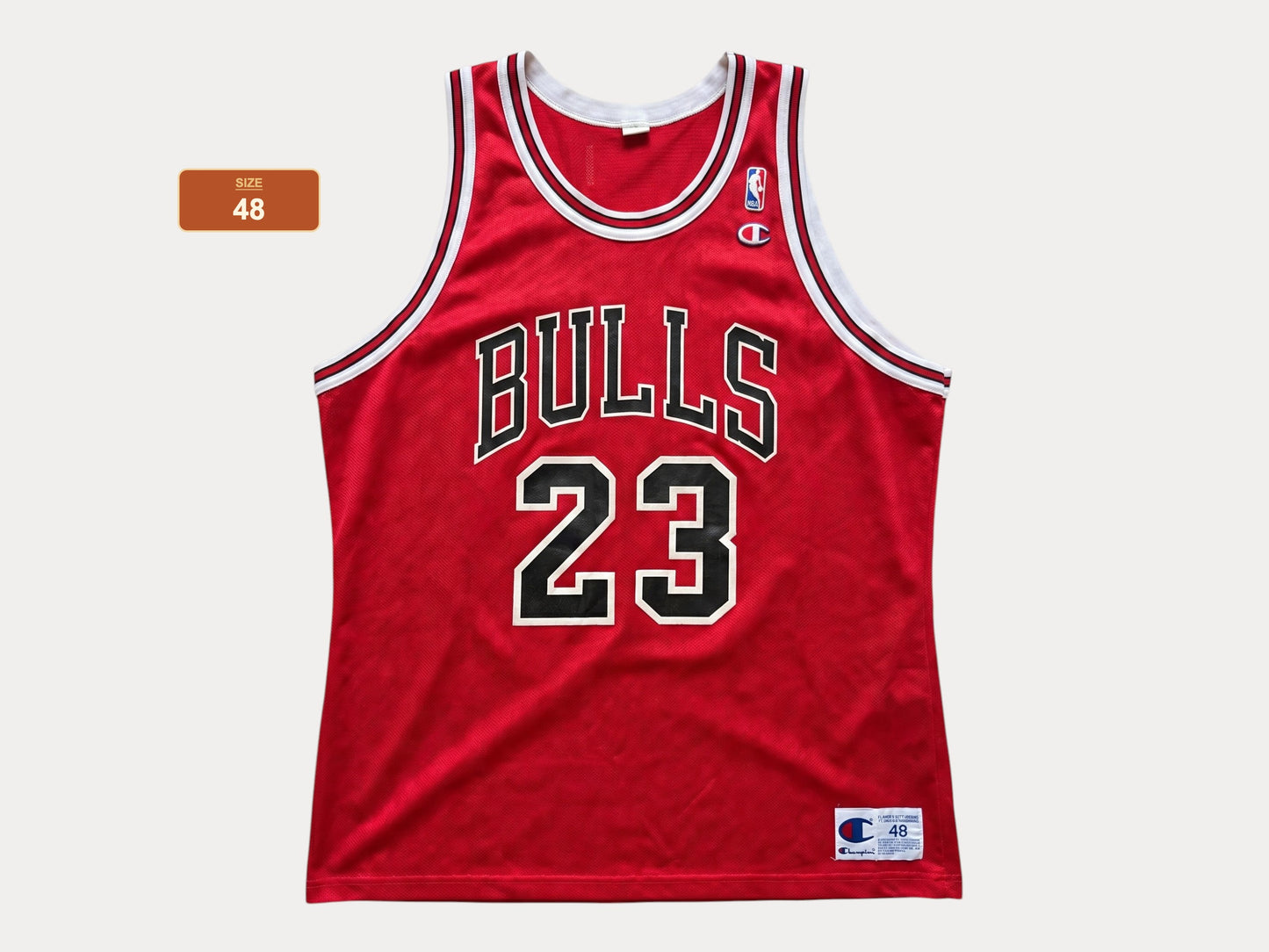 Champion Chicago Bulls Michael Jordan #23 Jersey Size 48 Red Mesh 90s NBA Road Jersey