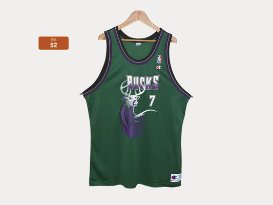 Vintage Bucks NBA #7 Brandon Champion Jersey - Size 52 | Classic Basketball Memorabilia