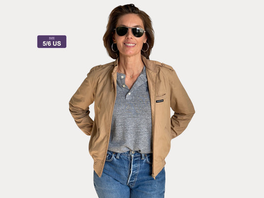 Vintage 1980s Members Only Cotton Jacket Beige – Size 5/6 US, Designed in USA