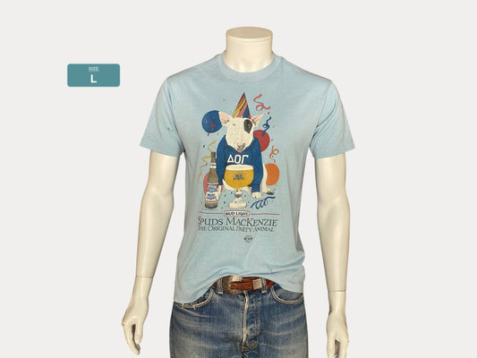Large. Vintage 50/50 cotton Vintage 1986 Spud Mackenzie t shirt Made In USA