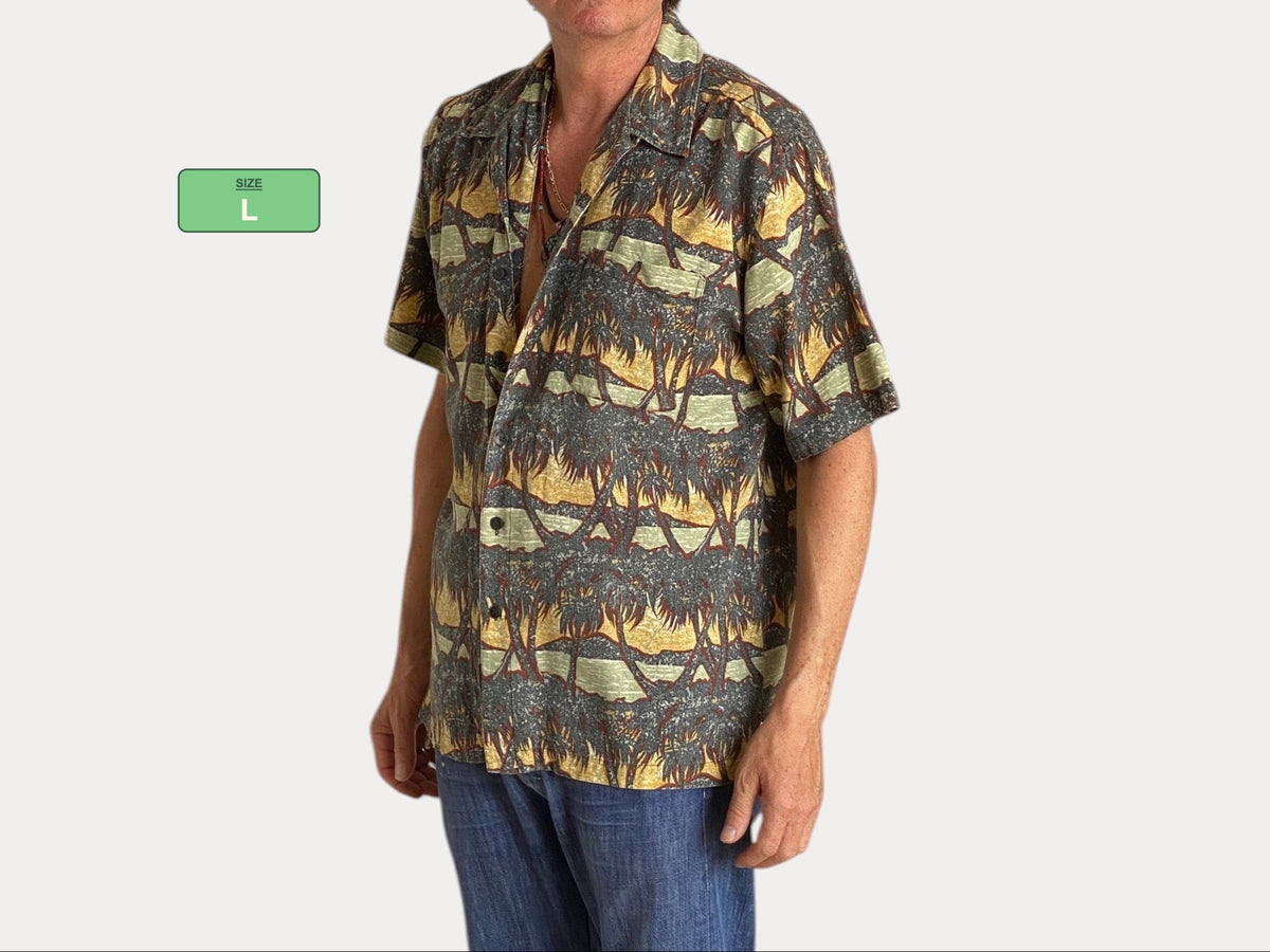 Size Large. Vintage 90s Silk Hawaiian shirt