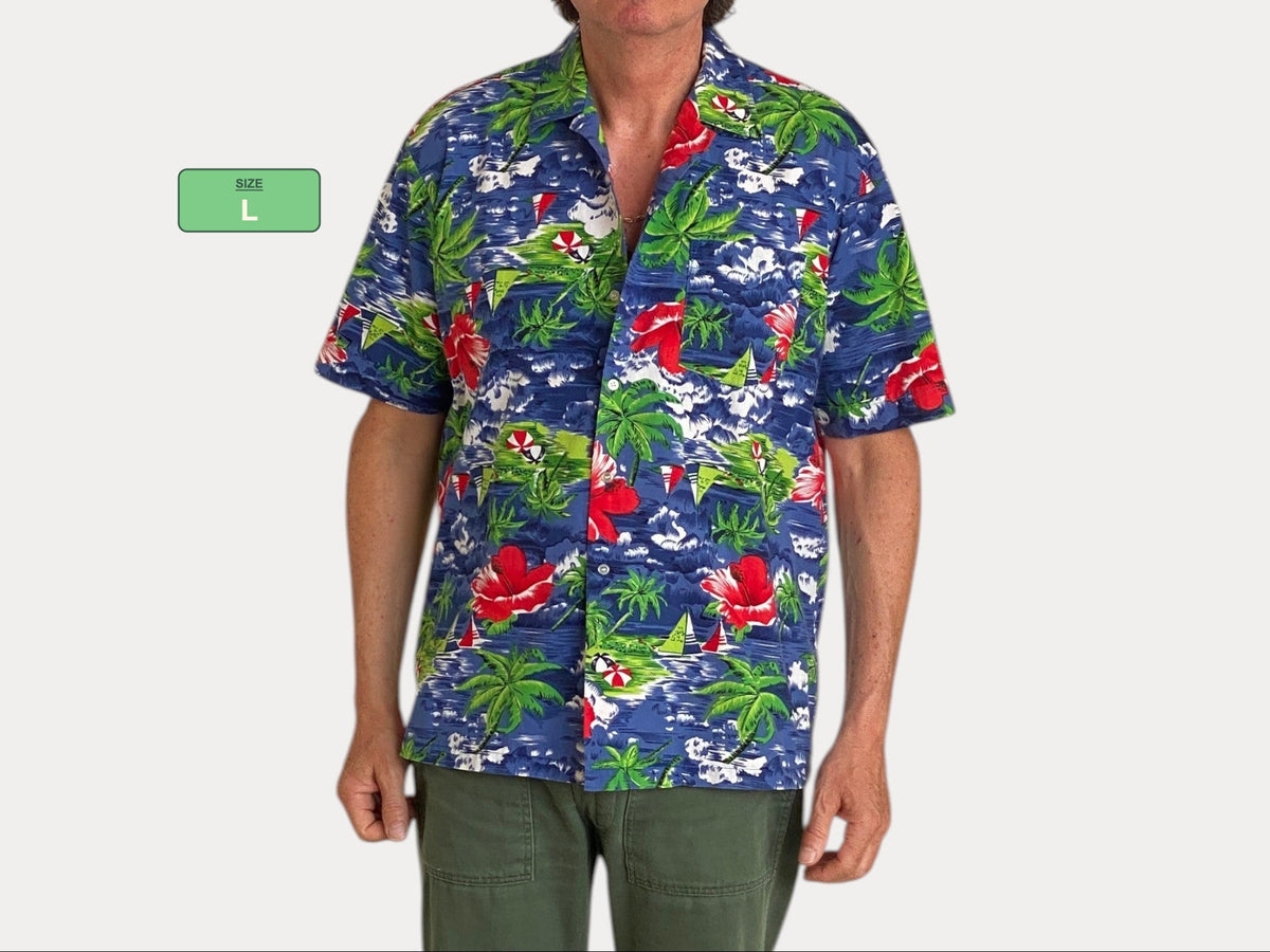 Size Large. Vintage 90s cotton Hawaiian shirt