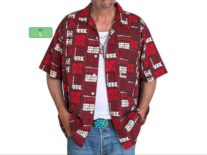 Large. Vintage 2000s Hawaiian barkcloth cotton shirt