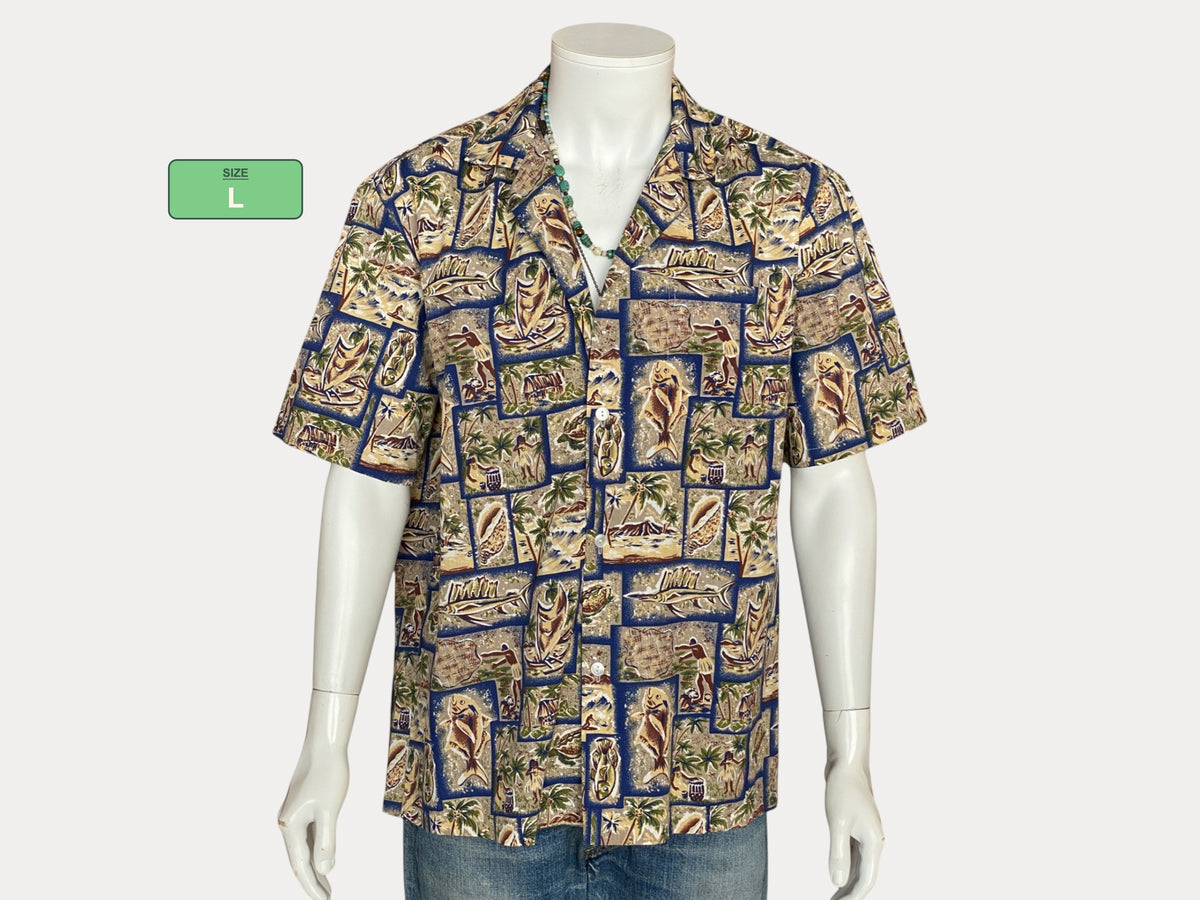 Large Vintage 80s Hawaiian Thin Cotton Shirt | Retro Island Style