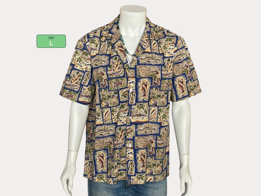 Large Vintage 80s Hawaiian Thin Cotton Shirt | Retro Island Style