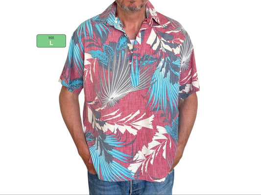 Large. Vintage 70s Hawaiian cotton shirt made by R.J.C Made in Hawaii