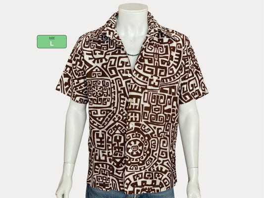 Large. Vintage 70s Hawaiian satin cotton shirt