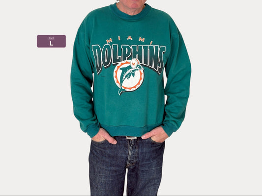 Size L Crew Neck Miami Dolphins 1995 Made in USA By True Fan