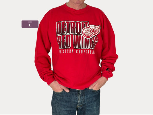 Size L Crew Neck Detroit Red Wings Made In USA By Starter