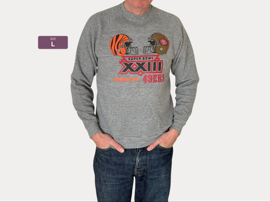 Size L Crew Neck Super Bowl XXIII Bengals vs 49ERS Made In USA By Jerzees