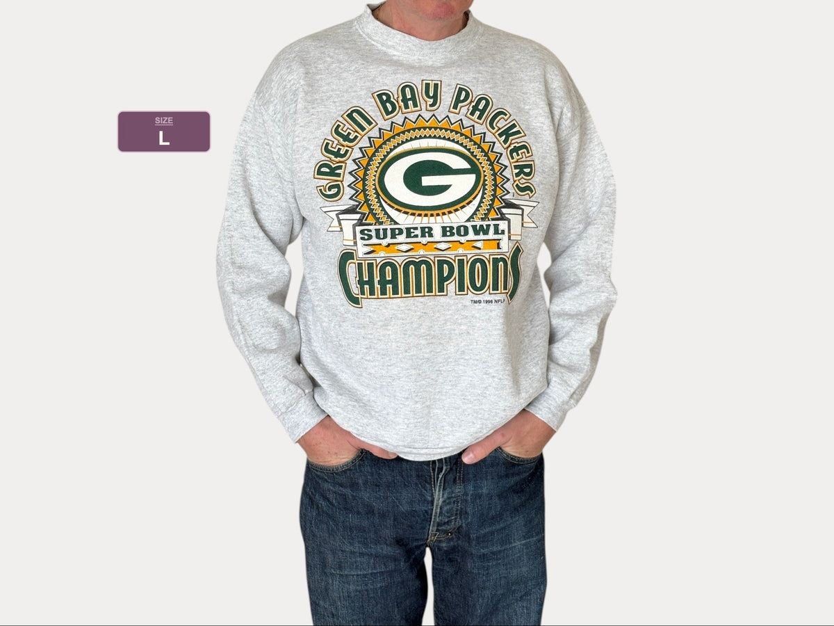 Size L Crew Neck Super Bowl Champions 1996 Green Bay Packers By Logo 7-AJ357 Studio